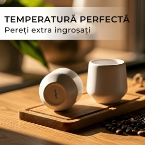 Set 4 Cesti cafea Espresso, colectia Luxe, ceramica, alb, 90 ml - Img 5