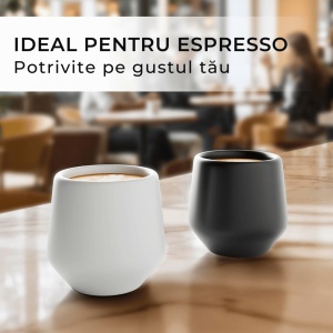 Set 4 Cesti cafea Espresso, colectia Luxe, ceramica, gri, 90 ml - Img 7
