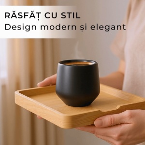 Set 4 Cesti cafea Espresso, colectia Luxe, ceramica, negru, 90 ml - Img 3