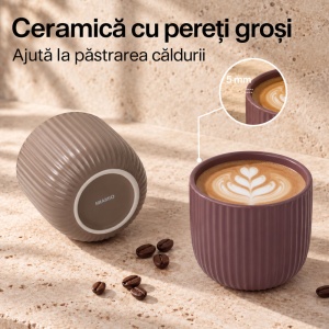 Set 4 Cesti Cafea, Senita Beige Canyon multicolor, ceramica, fara toarta, 250 ml - Img 6