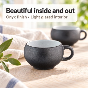 Set 4 Cesti Espresso, Gourmet Onyx, ceramica, design negru mat, 120 ml - Img 7