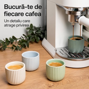 Set 4 Cesti Espresso, Senita Mint multicolor, ceramica, fara toarta, 80 ml - Img 6