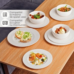 Set 4 Farfurii intinse, colectia Oasis, ceramica stoneware, alb - Img 5