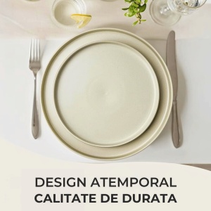 Set 4 Farfurii intinse, colectia Sierra, ceramica, nisip - Img 3