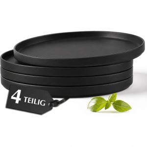 Set 4 Farfurii intinse desert, Luxe Black, ceramica, 20 cm - Img 8