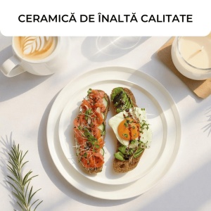 Set 4 Farfurii intinse fel principal, Luxe White, ceramica, 26 cm - Img 5