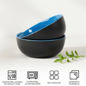 Set 6 Boluri ceramice, Le Papillon, Albastru, Ø15cm, 500 ml - Img 7