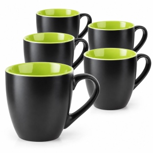 Set 6 Cani cafea si ceai MIAMIO Le Papillon, ceramica, 350 ml, interior verde