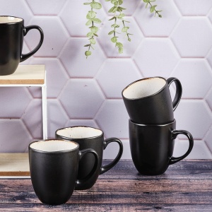 Set 6 Cani de cafea, colectia Iris, interior alb Ivory, ceramica glazurata, 400 ml - Img 2