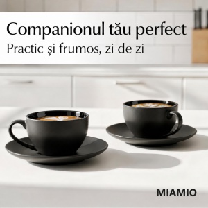 Set 6 Cesti de cappuccino cu farfurioara, Le Papillon Black, ceramica, 175 ml - Img 8