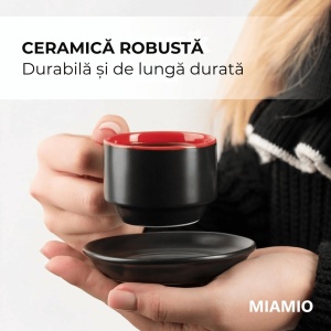 Set 6 Cesti de espresso cu farfurie, colectia Le Papillon, ceramica, rosu, 75 ml - Img 7