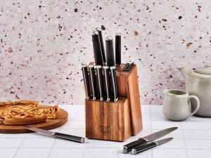 Set 6 Cutite de friptura, JONA, lama otel mat satinat cu maner ABS negru mat - Img 6