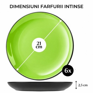Set 6 Farfurii intinse desert, Le Papillon Verde, ceramica, 21 cm - Img 2