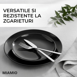 Set 6 Farfurii intinse pentru fel principal, Le Papillon, ceramica, negre, 26 cm - Img 4