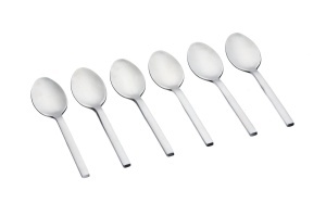 Set 6 lingurițe cafea EMUND, oțel inoxidabil, design drept și elegant, argintiu mat - Img 1