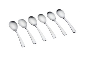 Set 6 lingurițe cafea OGLU, oțel inoxidabil, design ergonomic modern, argintiu mat - Img 1