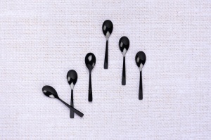 Set 6 lingurițe cafea OGLU, oțel inoxidabil, design ergonomic modern, negru lucios - Img 3
