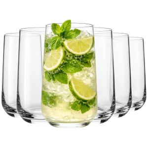Set 6 Pahare Riva pentru apa si long drink, sticla transparenta, H 15 cm, 460 ml