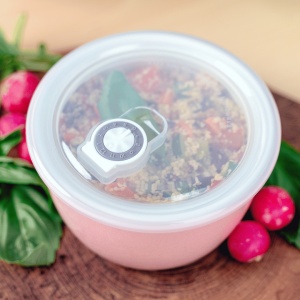 Caserola cu capac ermetic pentru depozitare alimente, Lätt Home, ceramica, roz, rotund, 650 ml - Img 4