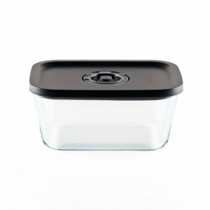 Caserola ermetica din sticla borosilicata 1400 ml, Lätt Home, dreptunghiulara, cu capac vacuum, transparenta