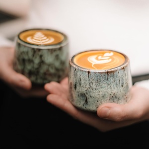 Cesti barista pentru cappuccino, Tibet Green, ceramica stoneware, set 4 x 180 ml - Img 5