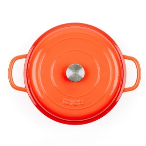 Cratita fonta emailata cu capac, 3.2L, 30cm, Cocotte tip Casserole Dish, Orange - Lätt Home - Img 3