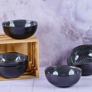 Serviciu de masa 6 persoane, set Esential 18 piese, colectia Iris, Boluri/Farfurii intinse, ceramica glazurata, albastru Night - Img 5