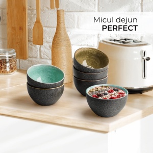 Serviciu de masa pentru 6 persoane, Set complet 24 piese Las Palmitas, Cani, Boluri, Farfurii intinse, ceramica, multicolor - Img 6