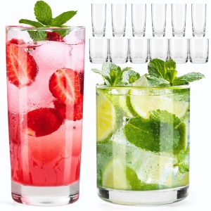 Set 12 Pahare apa/long drinks, sticla transparenta, 6 x Pahare inalte 450ml, 6 x Pahare 370ml - Img 3