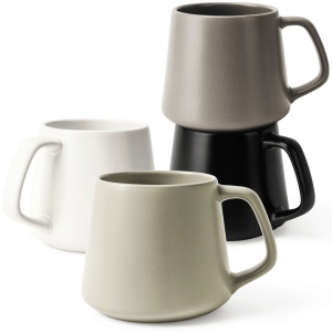 Set 4 Cani de cafea, colectia Luxe, ceramica, gri, 420 ml