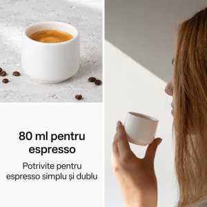 Set 4 Cesti cafea Espresso 80 ml, Nami MIAMIO, ceramica, fara toarta, alb - Img 5