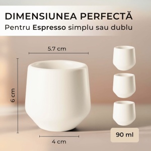 Set 4 Cesti cafea Espresso, colectia Luxe, ceramica, alb, 90 ml - Img 2