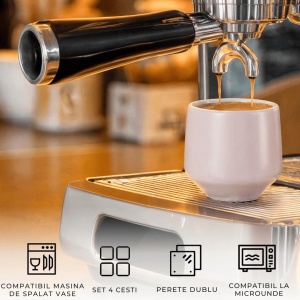 Set 4 Cesti cafea Espresso, colectia Luxe, ceramica, Cream Rose, 90 ml - Img 6