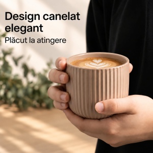 Set 4 Cesti Cafea, Senita Beige Canyon multicolor, ceramica, fara toarta, 250 ml - Img 3