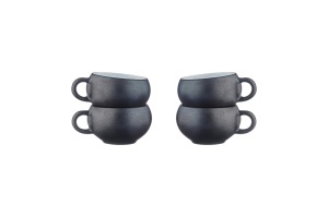 Set 4 Cesti Espresso, Gourmet Onyx, ceramica, design negru mat, 120 ml