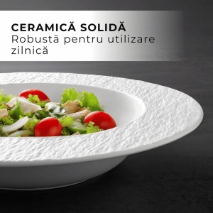 Set 4 Farfurii adanci supa, colectia Oasis, ceramica, alb, 600 ml - Img 5