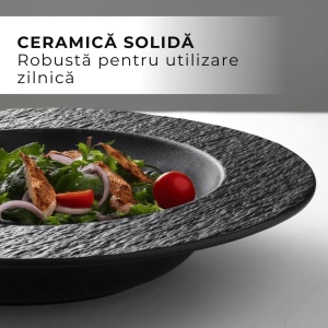 Set 4 Farfurii adanci supa, colectia Oasis, ceramica, negru, 600 ml - Img 5