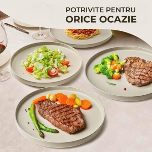 Set 4 Farfurii intinse, colectia Sierra, ceramica, nisip - Img 4