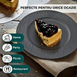 Set 4 Farfurii intinse desert, Oasis Black, ceramica, 23 cm - Img 5