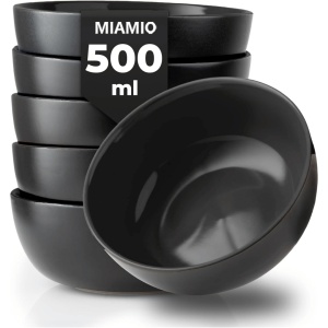 Set 6 Boluri ceramice, Le Papillon, Negru, Ø15cm, 500 ml