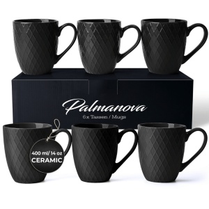 Set 6 Cani de ceai, colectia Palmanova Black, ceramica, 400ml