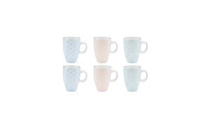 Set 6 Cesti de espresso, PATTERN Pastel, portelan, 90 ml, multicolor - Img 1