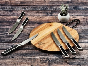Set 6 Cutite de friptura, LOKI, lama inox satinat cu maner ABS negru mat - Img 4