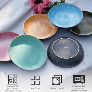 Set 6 Farfurii adanci supa, colectia Las Palmitas, ceramica, multicolor, 850 ml - Img 6