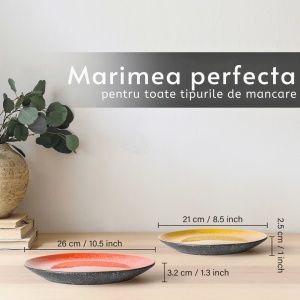 Set 6 Farfurii intinse desert, Las Palmitas multicolor, ceramica, 21 cm - Img 2