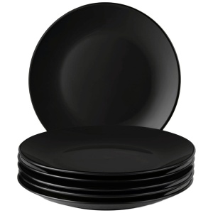 Set 6 Farfurii intinse pentru fel principal, Le Papillon, ceramica, negre, 26 cm