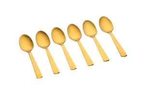 Set 6 lingurițe cafea TELMO, inox durabil, design clasic reinterpretat, auriu mat - Img 1