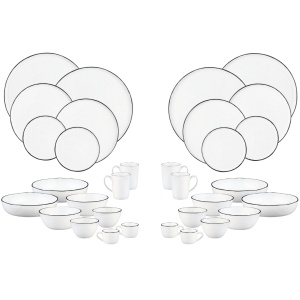Set Vesela 32 piese - Serviciu Complet de masa 4 persoane, Cani/Cesti, Boluri, Farfurii intinse/adanci, gresie ceramica - colectia PURE Alb Zapada - Img 1