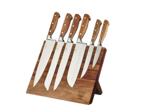 Suport pentru cutite VANTAA + Set 6 Cutite de bucatarie JAKOB, lama inox satinat cu maner lemn salcam - Img 1