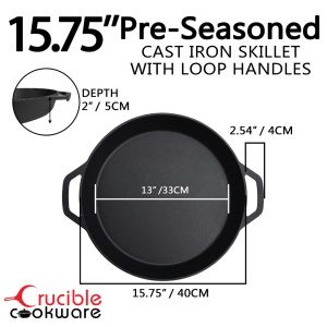Tigaie adanca rotunda din fonta cu manere, Crucible Cookware, 40cm - Img 2